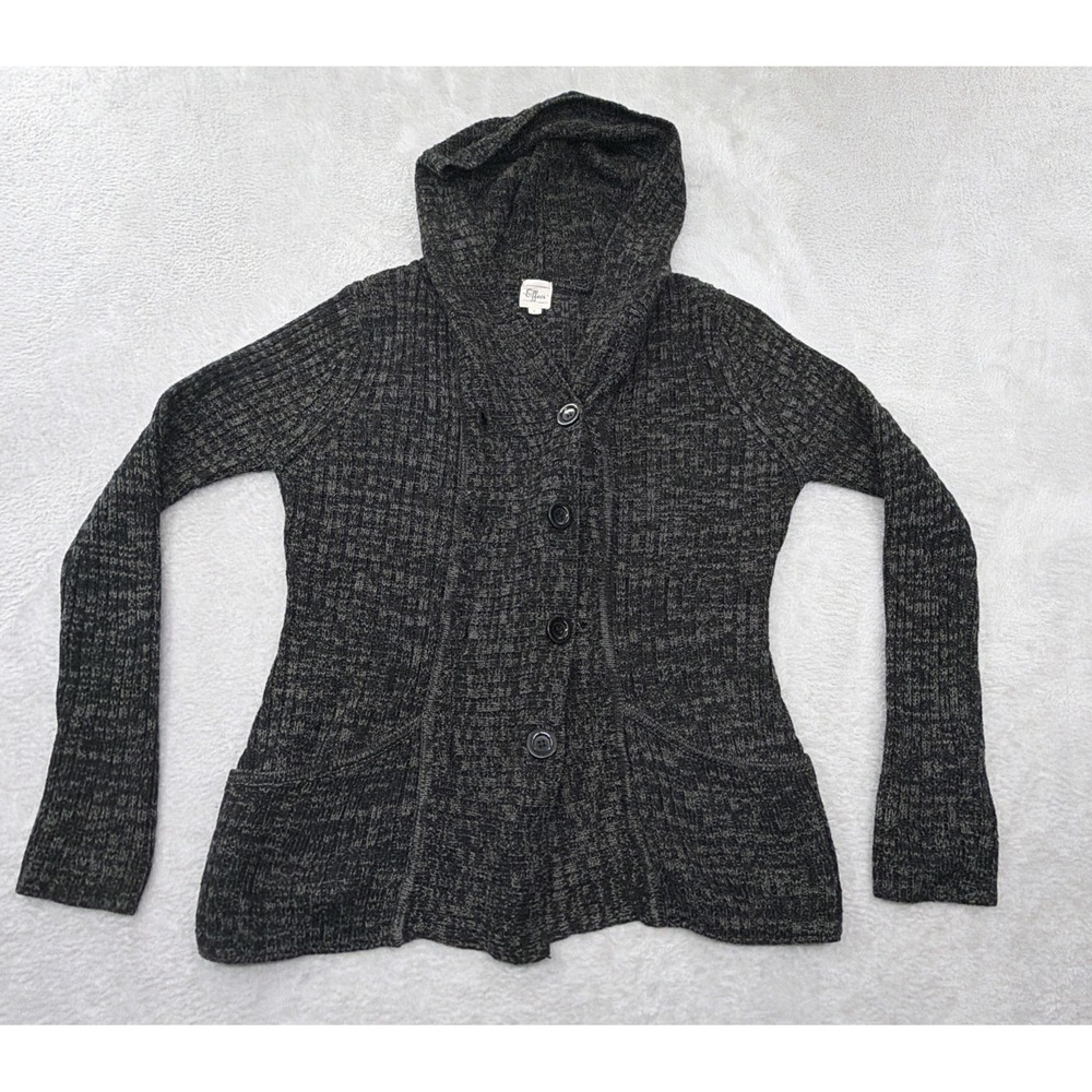 Effeci Woman's Double Breast Long Sleeve Hooded Sweater/ Cardigan Size Large